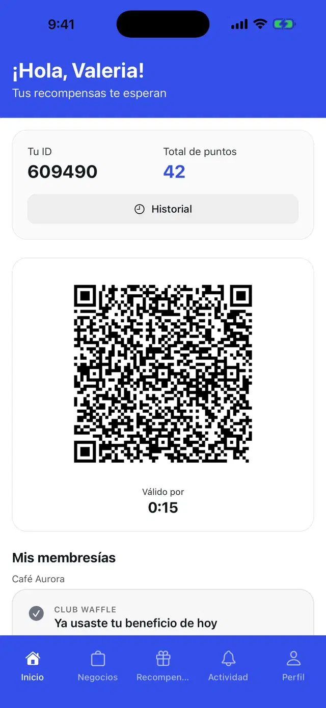 Rotating QR code shown at checkout